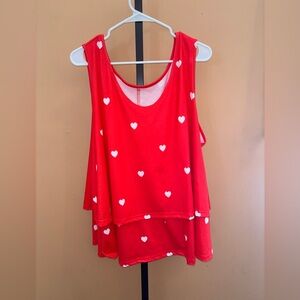 Adorable Red w/White Polka Dots Sleeveless Layered Women’s Blouse 4X